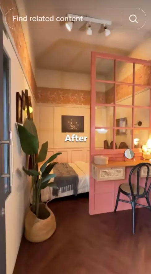 ruangan sempit dimakeover jadi kamar estetik © TikTok ruangan sempit dimakeover jadi kamar estetik © TikTok