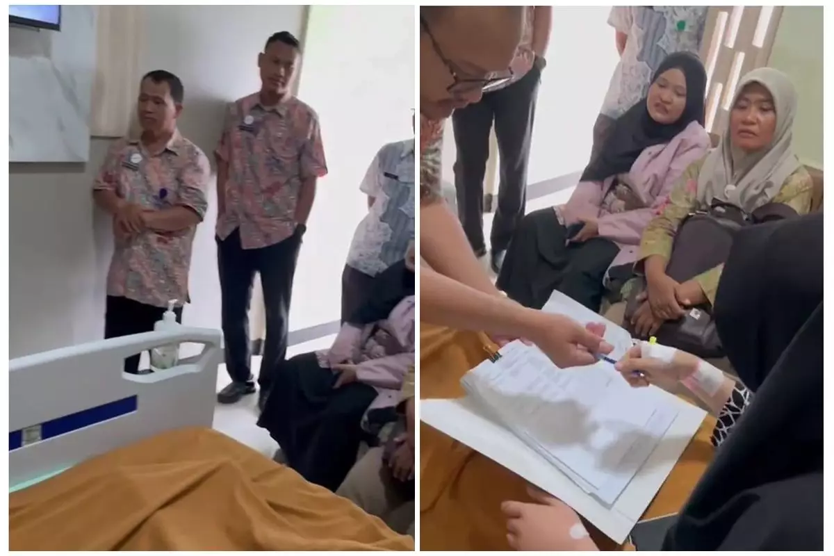 Momen cewek dijenguk rekan kantor saat dirawat di RS, bukan dikasih buah malah disuruh lakukan hal ini