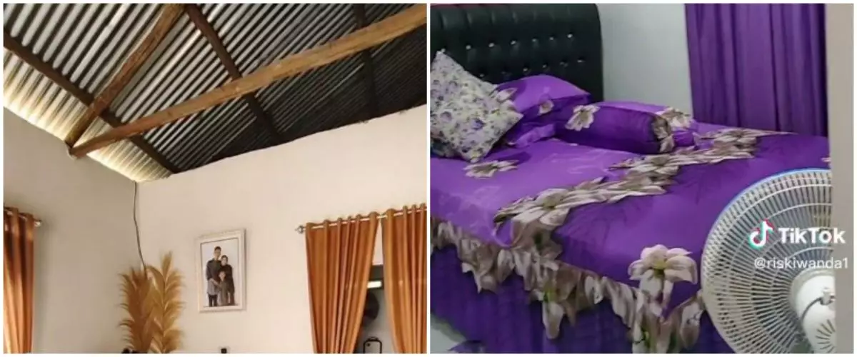 Interiornya apik serba ungu, 9 potret rumah tanpa plafon ini tampak sederhana dan nyaman 