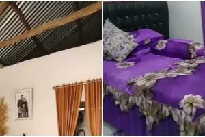 Interiornya apik serba ungu, 9 potret rumah tanpa plafon ini tampak sederhana dan nyaman 