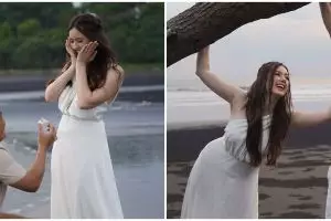 Kurang dari setahun pacaran sudah mantap serius, 9 momen Billy Syahputra lamar kekasih bule di pantai