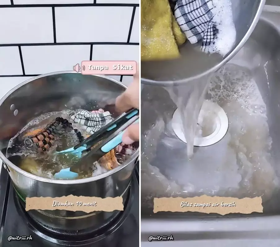 cuci lap kotor karena minyak pakai baking soda © 2025 TikTok