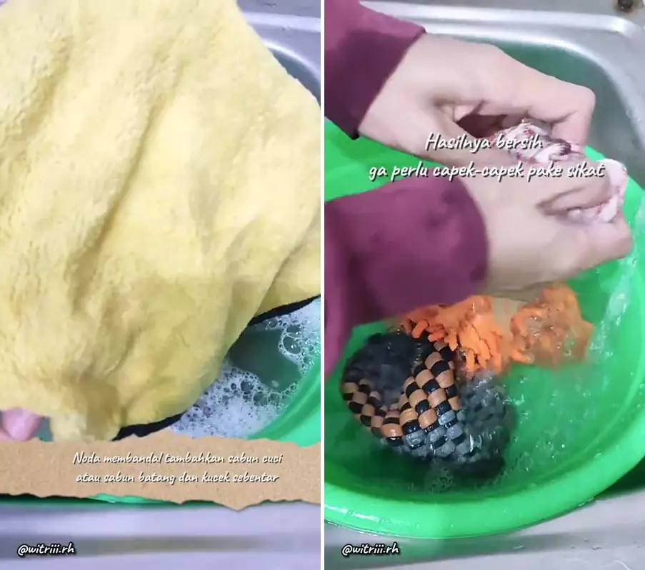 cuci lap kotor karena minyak pakai baking soda © 2025 TikTok