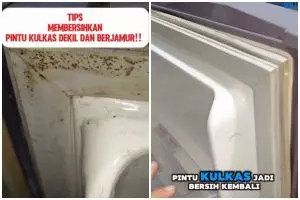 Trik simpel bersihkan pintu kulkas kotor berjamur, cuma pakai tambahan 1 alat mandi jadi kinclong lagi