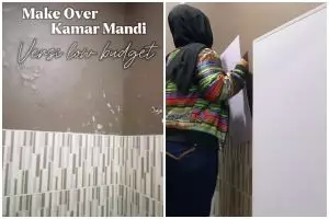 Modal wallpaper 4 ribuan, 9 potret makeover kamar mandi versi low bujet ini hasilnya jadi kian mewah