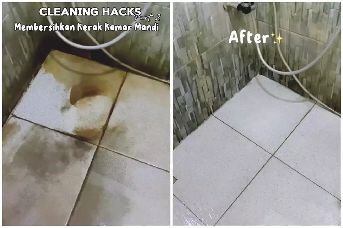Tak disikat lama, trik bersihkan kerak lantai kamar mandi cuma 5 menit, noda luruh pakai 1 bahan dapur