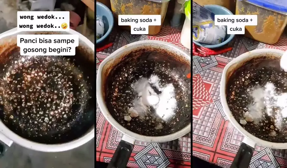 bersihkan kerak gosong panci  © 2025 TikTok