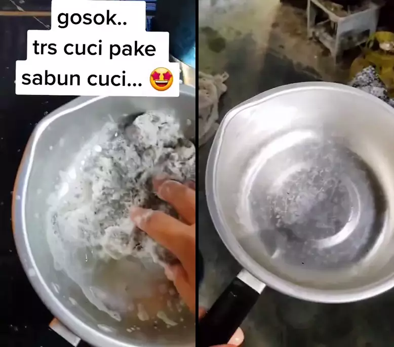 bersihkan kerak gosong panci  © 2025 TikTok