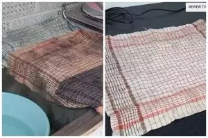 Cara ampuh menghilangkan noda hitam di serbet dapur, cuma pakai 1 bahan dapur