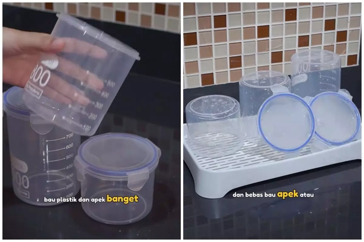 Trik hilangkan bau apek pada toples baru cuma dalam 5 menit, aroma plastik enyah pakai 2 bahan dapur