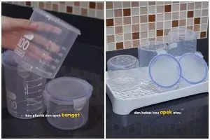Trik hilangkan bau apek pada toples baru cuma dalam 5 menit, aroma plastik enyah pakai 2 bahan dapur