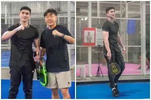 Verrell Bramasta kompak main Padel bareng Shin Tae-yong, ini 9 momennya ternyata didampingi Fuji