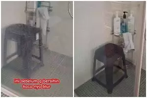 Trik hilangkan noda jamur pada kaca kamar mandi cuma butuh 1 jam, auto kinclong pakai 1 bahan dapur