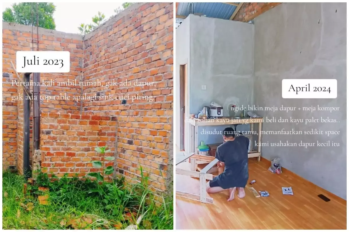 Beli rumah subsidi tanpa area masak, 9 potret renovasi dapur sementara ini estetiknya bikin kagum