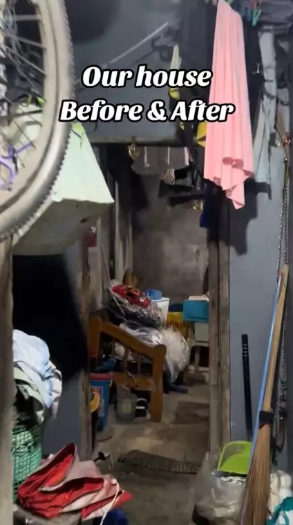 Rumah seng bak gudang rongsok direnovasi © TikTok