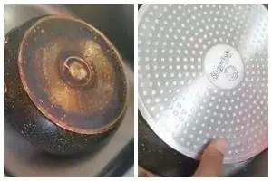 Cara mudah hilangkan kerak hitam pantat wajan, pakai 3 bahan sederhana kembali kinclong