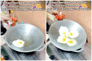 Cara cerdas emak-emak goreng telur ceplok sekaligus banyak tanpa boros minyak