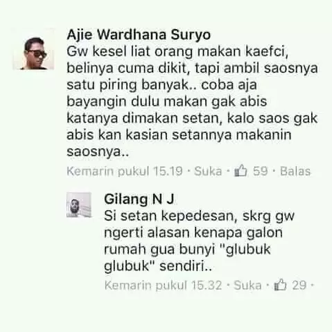jawaban menggelitik di status facebook © Berbagai sumber