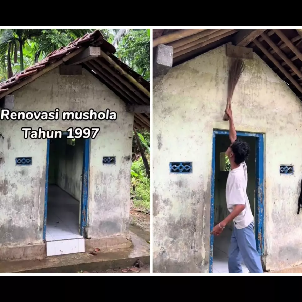 Aksi anak muda renovasi musala kumuh berusia 27 tahun ini bikin salut, ini 9 potret hasilnya