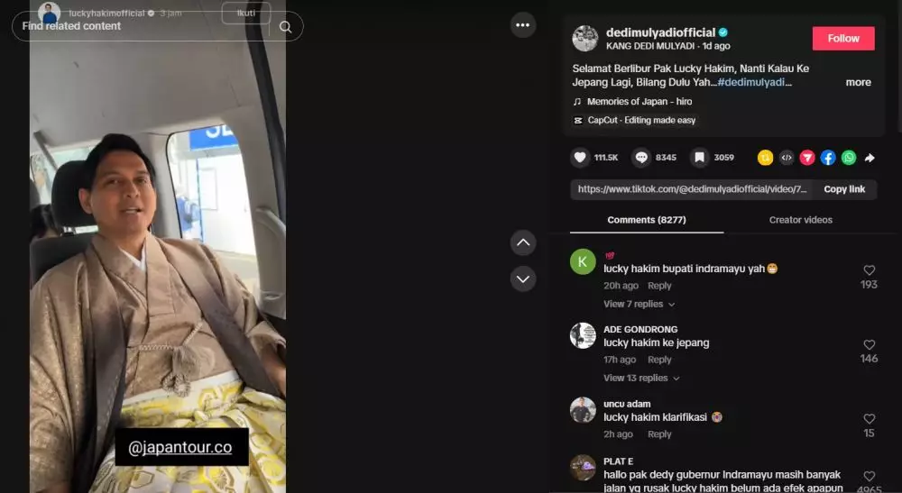 lucky hakim liburan di jepang disindir dedi mulyadi © 2025 TikTok lucky hakim liburan di jepang disindir dedi mulyadi © 2025 TikTok