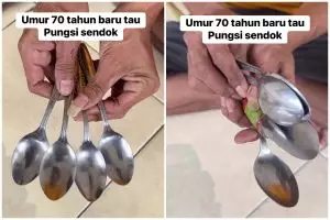 Bapak-bapak ini bagikan fungsi lain dari sendok sebagai alat bantu pasang lampu di langit-langit