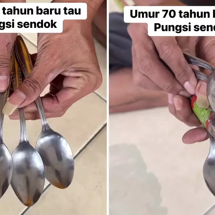 Bapak-bapak ini bagikan fungsi lain dari sendok sebagai alat bantu pasang lampu di langit-langit