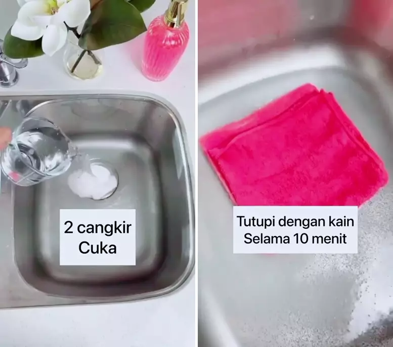 wastafel mampet pakai cuka dan baking soda © 2025 TikTok