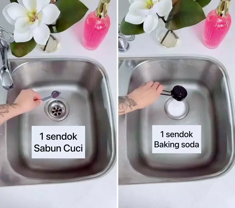 wastafel mampet pakai cuka dan baking soda © 2025 TikTok