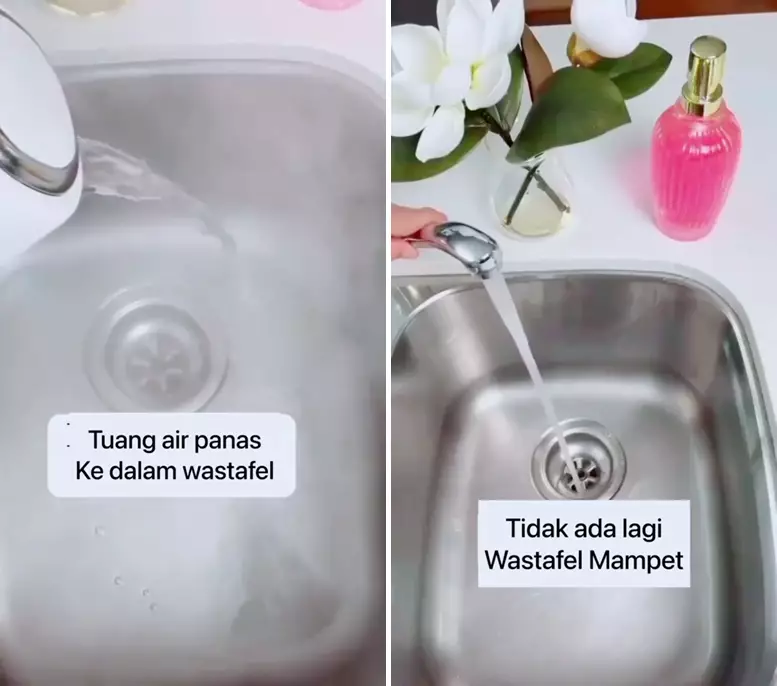 wastafel mampet pakai cuka dan baking soda © 2025 TikTok