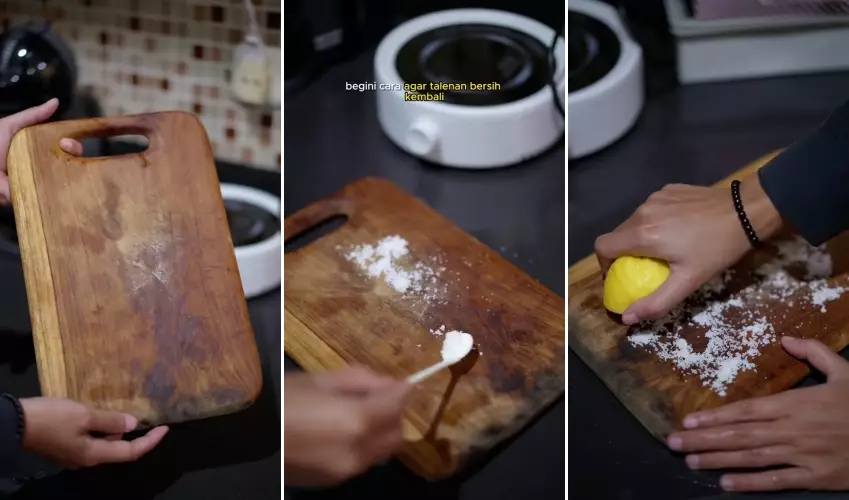 cuci talenan kayu pakai lemon dan garam © 2025 TikTok