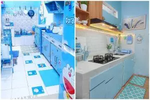 Makeover dapur tanpa kitchen set jadi serba biru ini bikin suasana makin beda, ini 9 potretnya