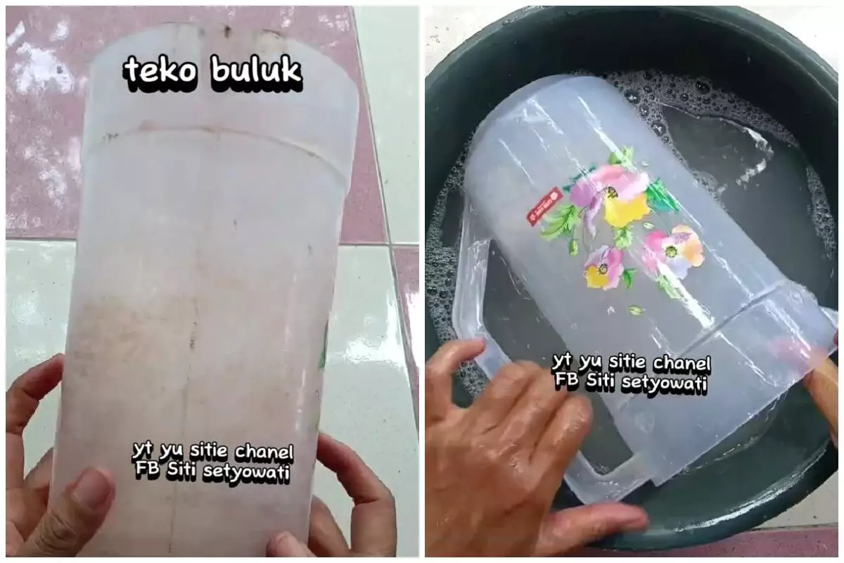 Dari buluk jadi kinclong seperti baru, ini trik bersihkan teko plastik pakai tambahan 1 bahan dapur