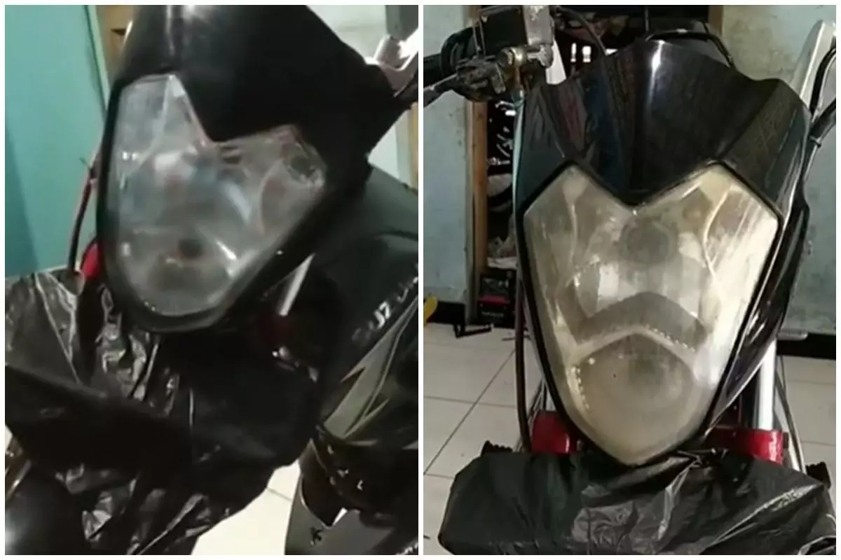 Trik bersihkan kaca lampu motor kuning buram jadi kinclong ala bapak-bapak, ampuh tambah 1 bahan dapur