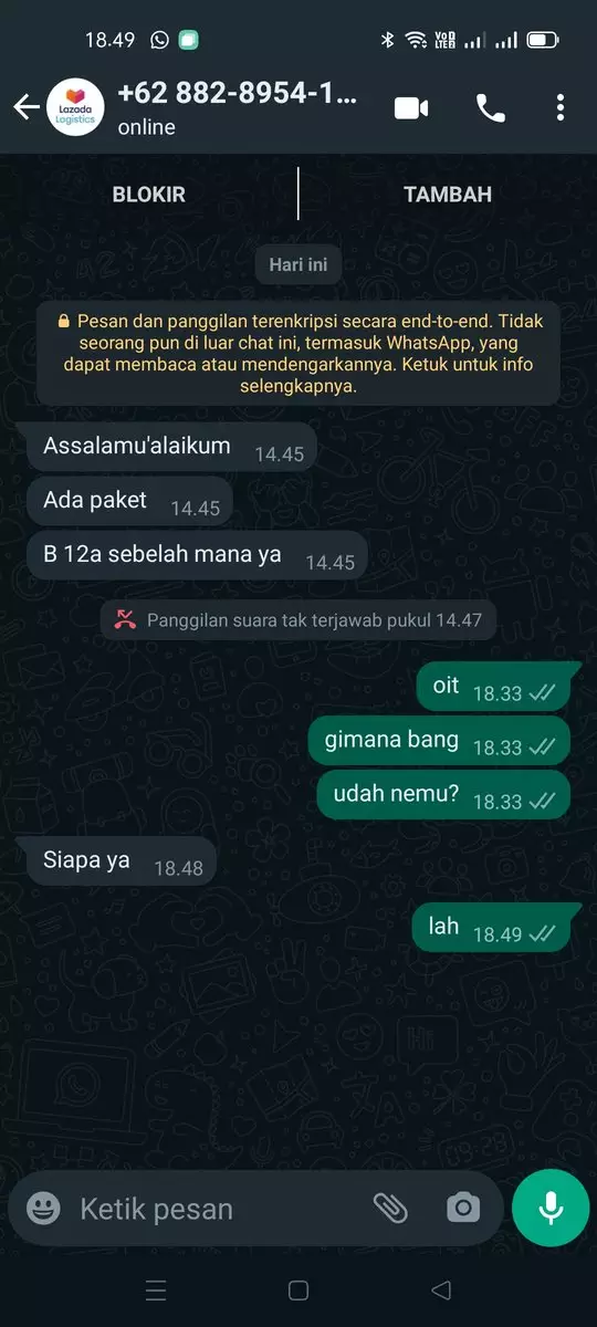 jawaban customer ditanya alamat kurir © 2025 X
