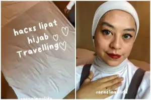 Tak perlu disetrika ulang, ini cara bikin hijab auto rapi saat traveling, cuma butuh waktu 10 detik