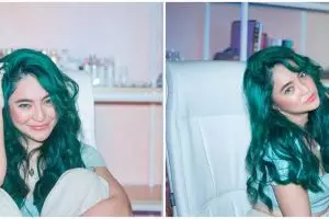 9 Potret Marshanda tampil fresh dan unik dengan rambut hijau ngejreng