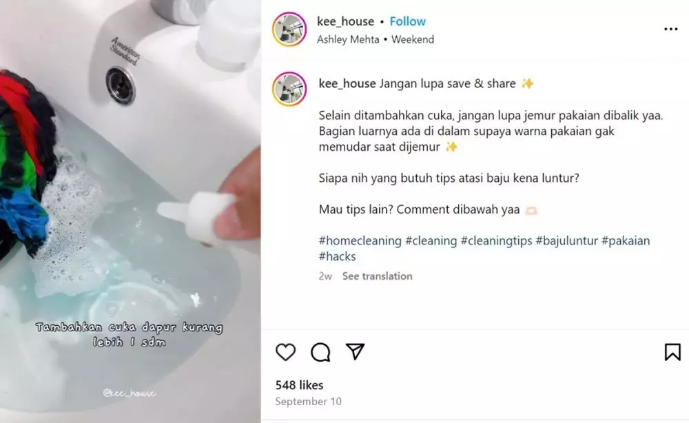 Trik mencuci baju yang mudah luntur © Instagram