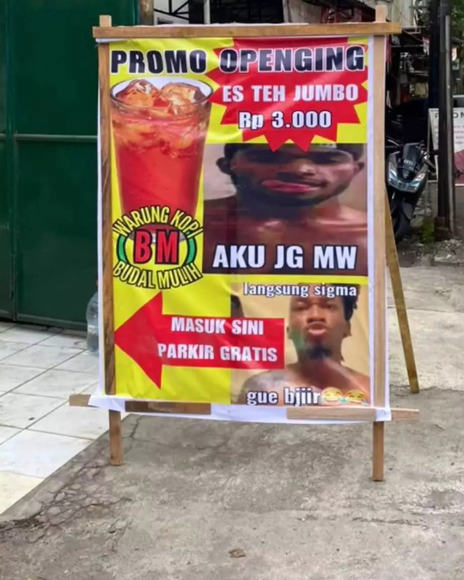 tulisan penjual es © X