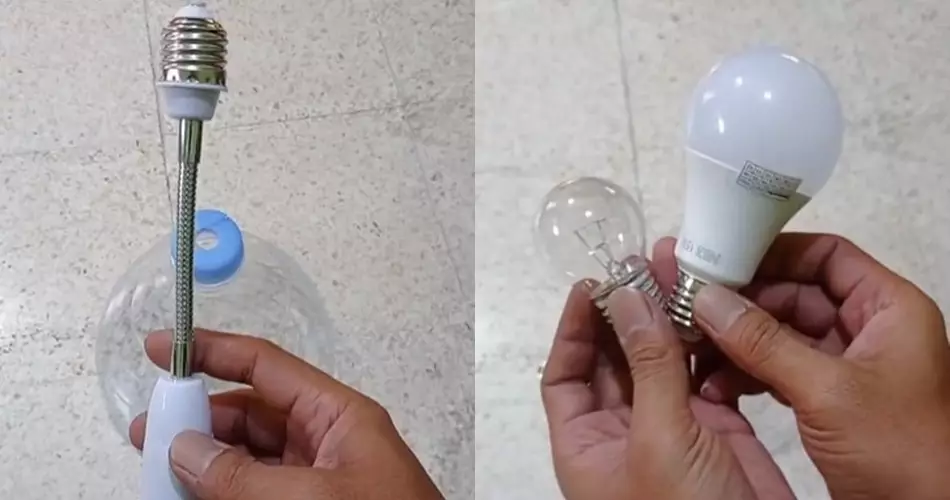 Aksi warganet sulap galon bekas jadi kap lampu © TikTok