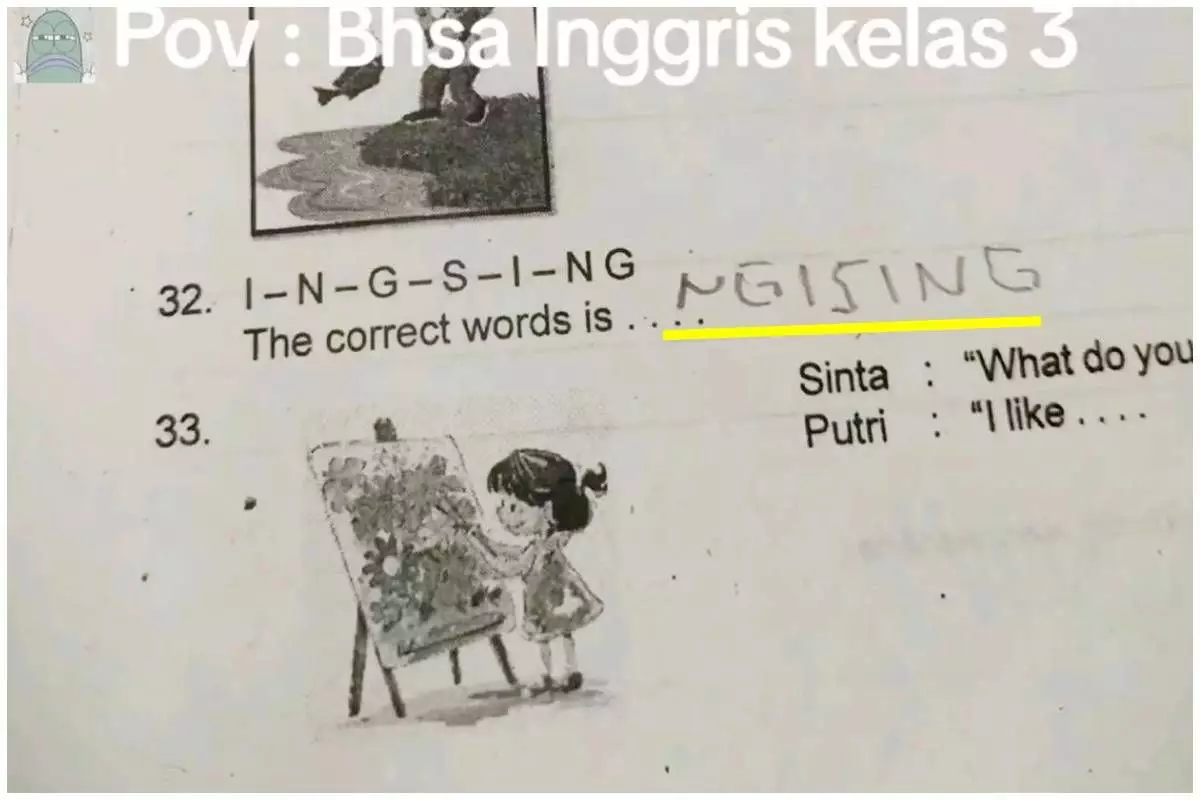 9 Jawaban kocak anak SD di lembar kerja siswa ini bikin guru dan orang tua nggak habis pikir