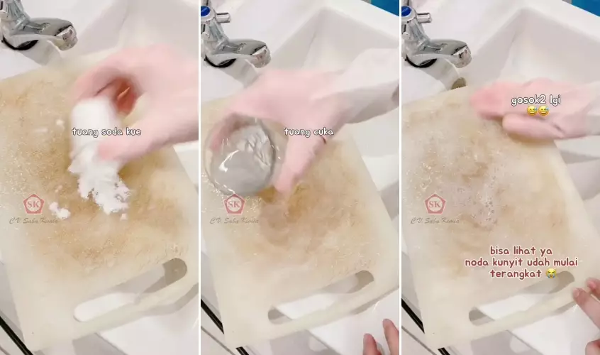 bersihkan talenan plastik pakai bahan dapur  © 2025 TikTok bersihkan talenan plastik pakai bahan dapur  © 2025 TikTok