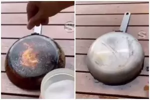 Sekarang nggak perlu repot nyikat, ini trik bersihkan pantat panci gosong pakai 3 bahan dapur