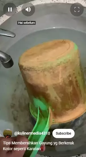 Gayung buluk berkerak sekarang jadi kinclong © YouTube Gayung buluk berkerak sekarang jadi kinclong © YouTube