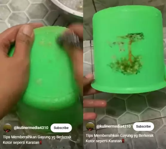 Gayung buluk berkerak sekarang jadi kinclong © YouTube Gayung buluk berkerak sekarang jadi kinclong © YouTube