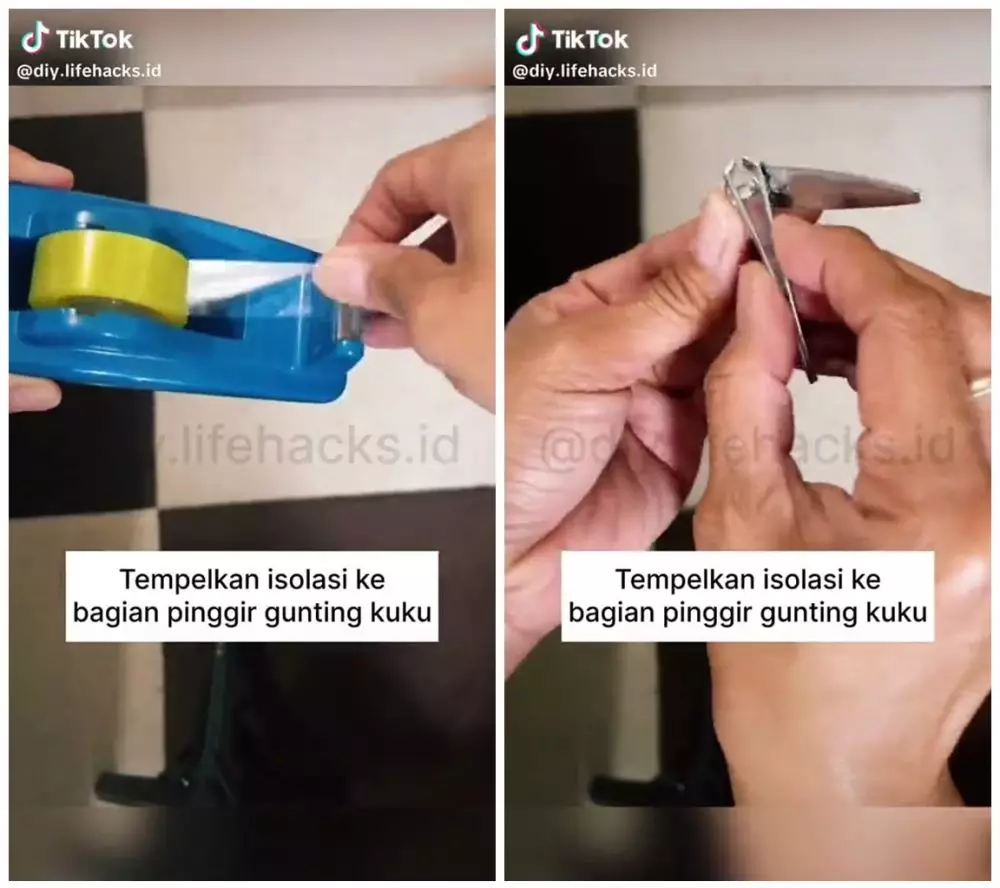 Trik gunting kuku tanpa berceceran di lantai © TikTok Trik gunting kuku tanpa berceceran di lantai © TikTok