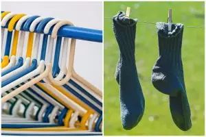 Kini tak perlu jepitan baju, trik mudah gantung kaus kaki banyak pakai satu tambahan barang bekas