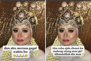 Dulu pernah gagal merias pengantin Sunda, MUA ini makeup ulang wanita yang sama tapi hasilnya beda pol