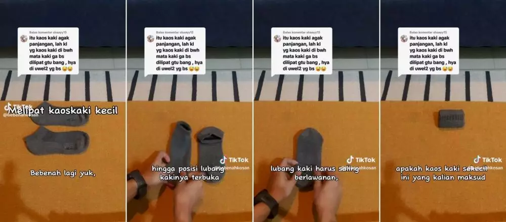 cara lipat kaos kaki © TikTok