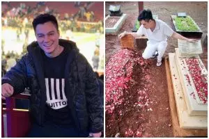 Pura-pura kuat meski rapuh, Baim Wong curhat di pusara ibunya usai resmi cerai dengan Paula Verhoeven