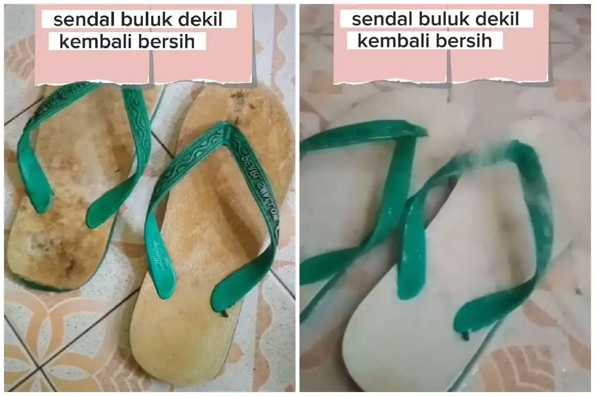 Sandal jepit buluk jamuran sekarang jadi kinclong kesat lagi, pakai trik cuma ditambah 1 bahan dapur